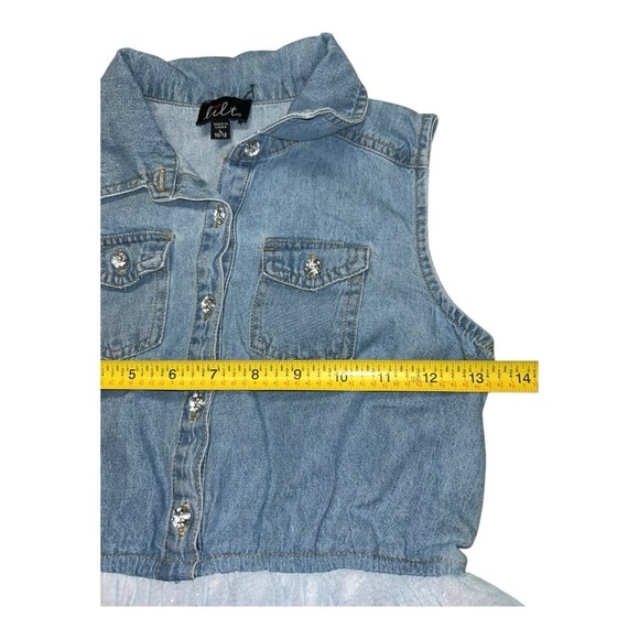 LILT Girls' Little  Denim to Mesh Dress 100% Cotton size 10/12 - Picture 6 of 9